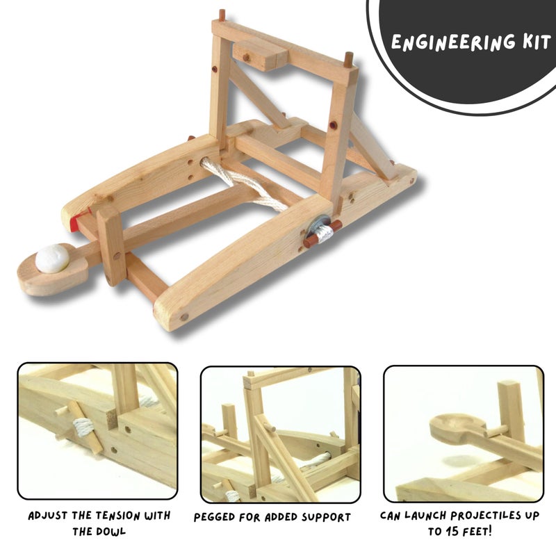 PATHFINDERS STEM kit Catapult kit for Kids Wooden Building kit Trebuchet Engineering kit Educational Toys for Kids Science kit for Kids Ages 12-14 stem Projects Physics Toys Medieval Weapons - Image 3